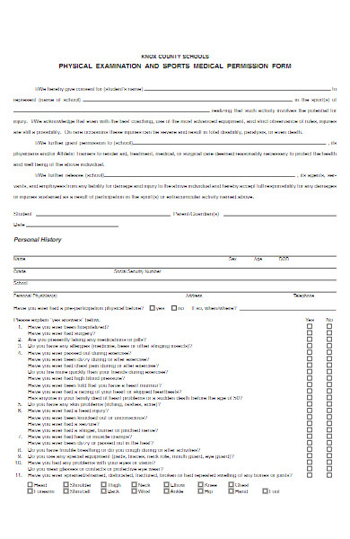 sports medical permission form