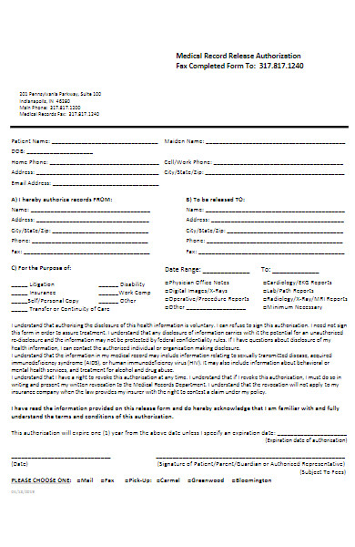 sports medical records release authorization form