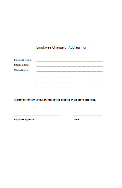 staff employee change of address form