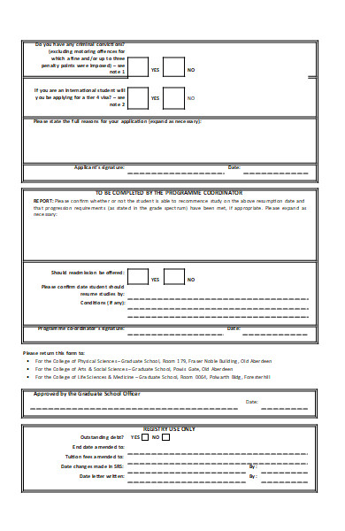 student readmission details form