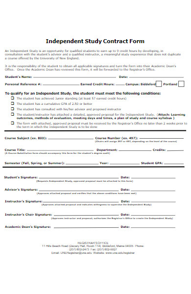study contract form