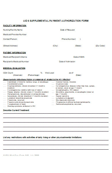 supplemental payment authorization form