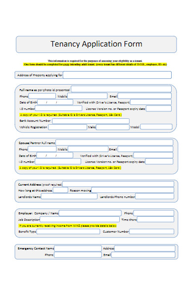 tenancy application form example