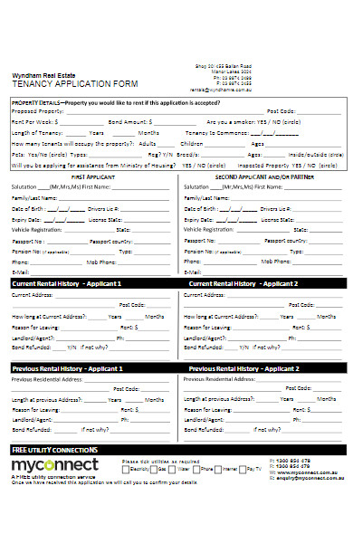 tenancy application form for real estate