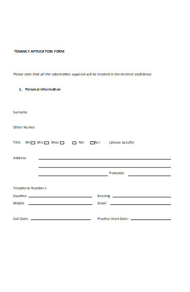 tenancy application form in doc