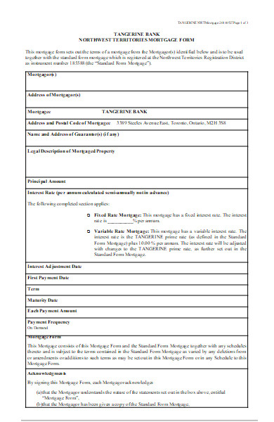 territories mortgage form