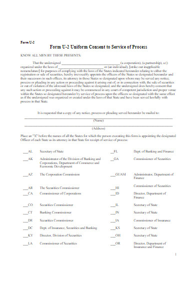 uniform consent to service of process form