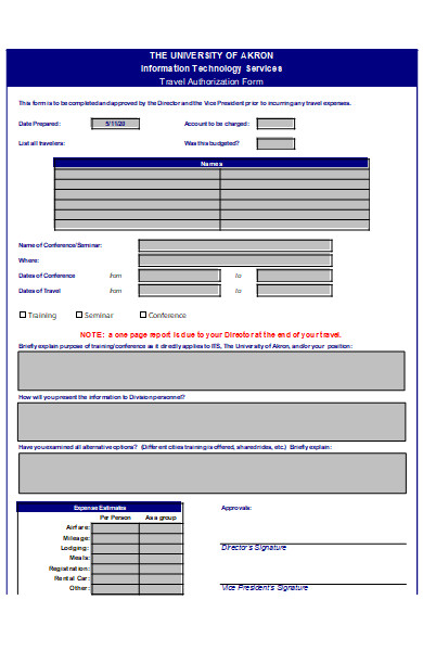 FREE 50 Travel Authorization Forms In PDF MS Word Excel