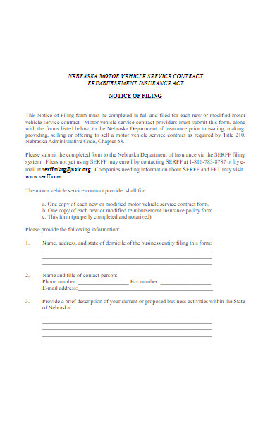 vehicle service contract application form