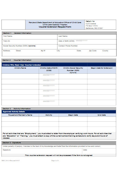 voucher extension request form example