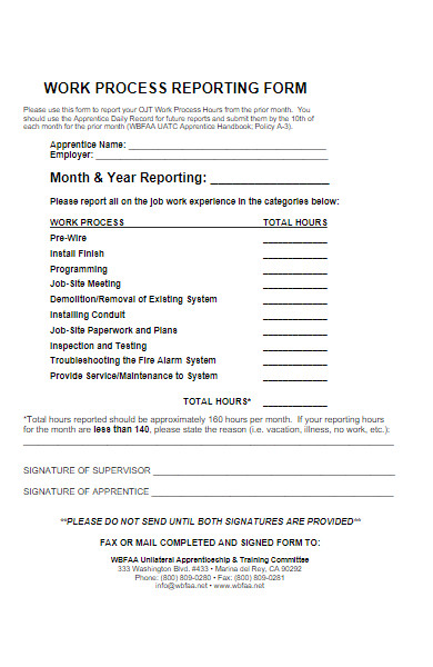 work process reporting form