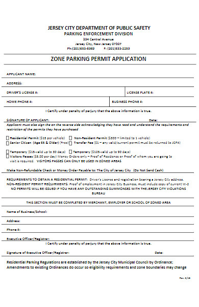 zone parking permit application form
