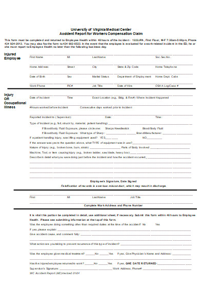 accident report for employeescompensation claim form