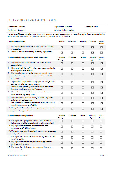 agency supervisor evaluation form