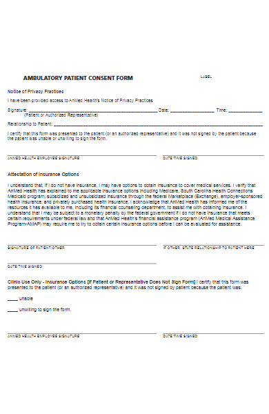 ambulatory patient consent form