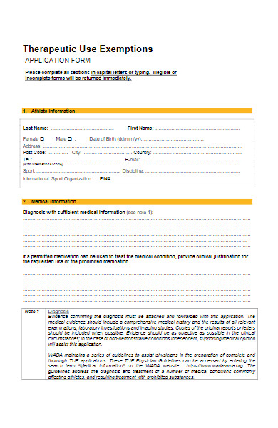 athlete medical declaration form