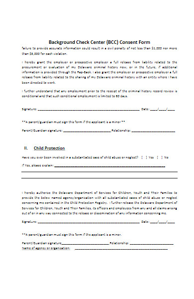 background check center consent form