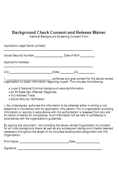 background check consent and release waiver form