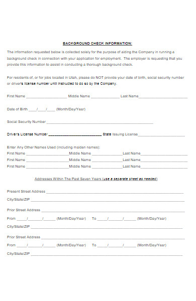 background information check consent form