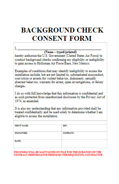 basic background check consent form