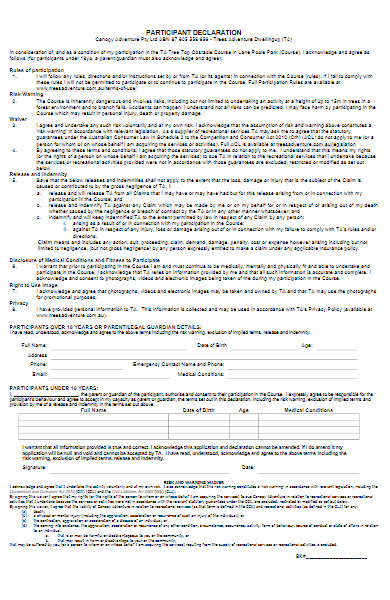 basic participant declaration form
