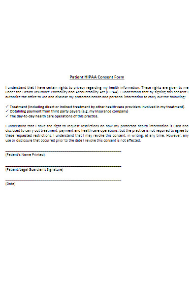basic patient hipaa consent form