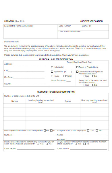 basic tenant verification form