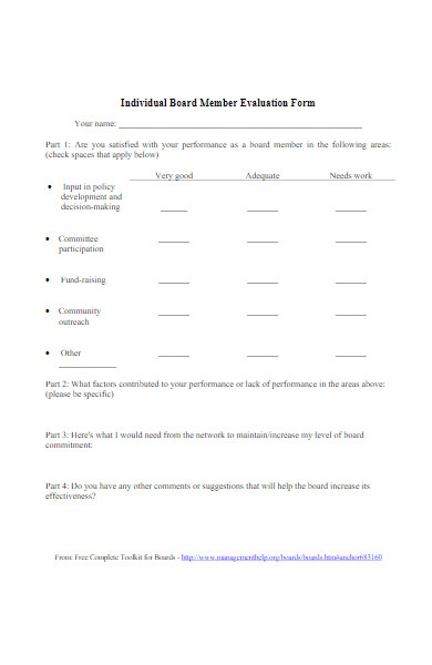 board member individual evaluation form