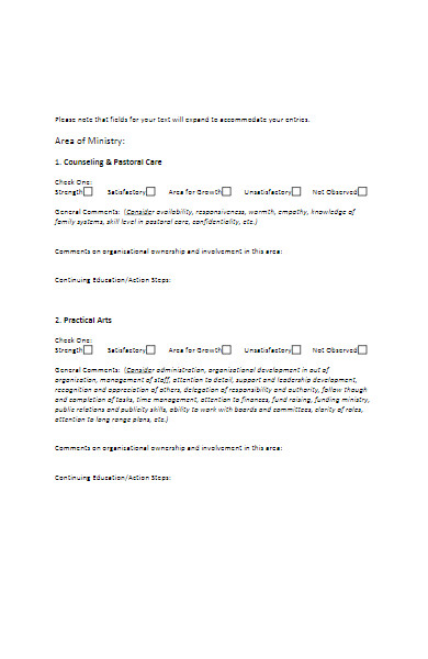 board supervisor evaluation form