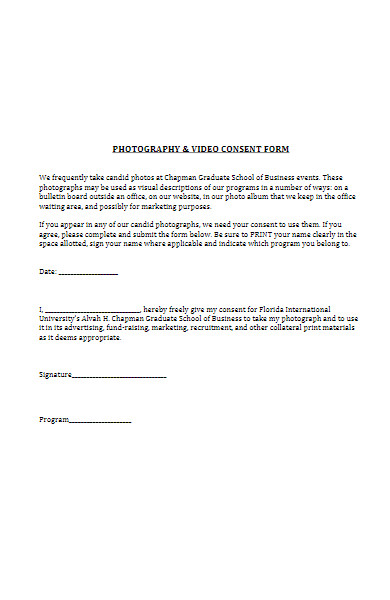 business photography consent form