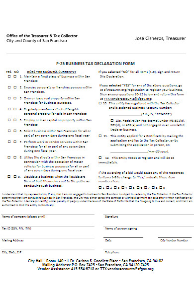 business tax declaration form