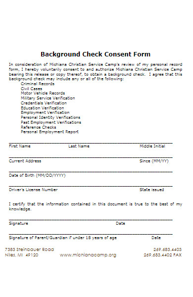 camp background check consent form