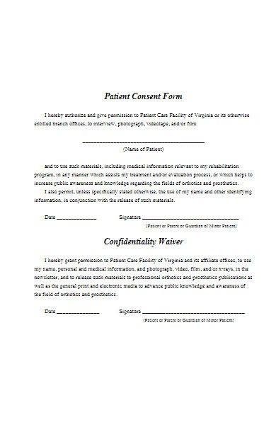 care patient consent form