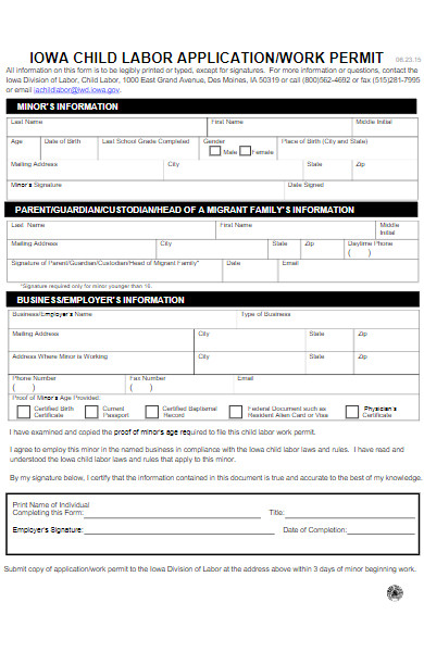 child labor application form