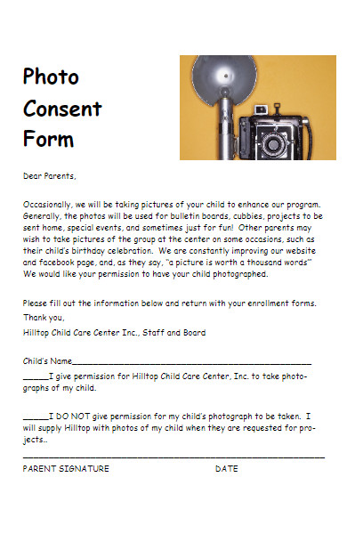 child photography consent form