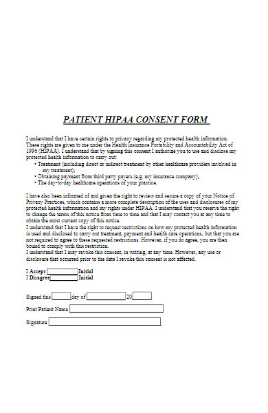 clinic patient hipaa consent form