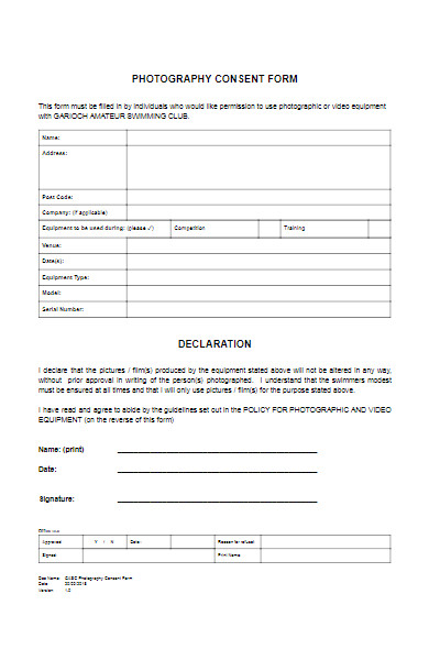 club photography consent form