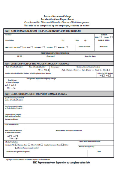 college employee accident report form