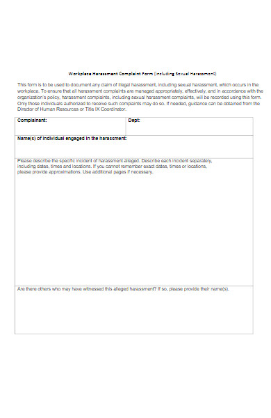 college workplace harassment complaint form
