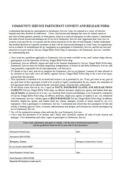 community service participant consent form in pdf