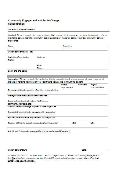 community supervisor evaluation form