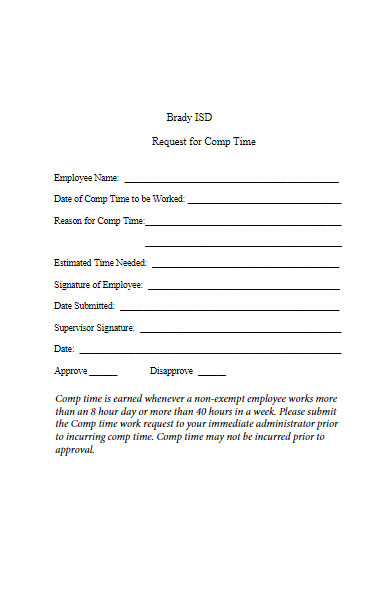 comp overtime request form