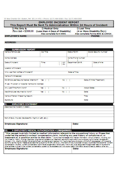 company employee incident report form