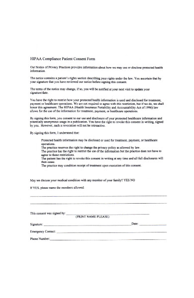 compliance patient consent form