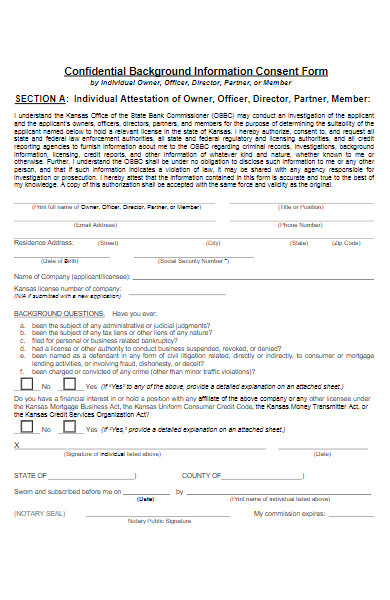confidential background information consent form
