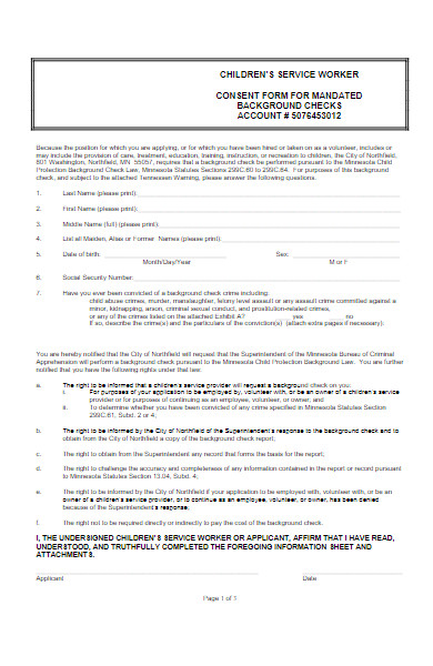 consent form for background account check
