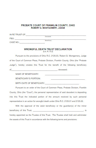 death trust declaration form