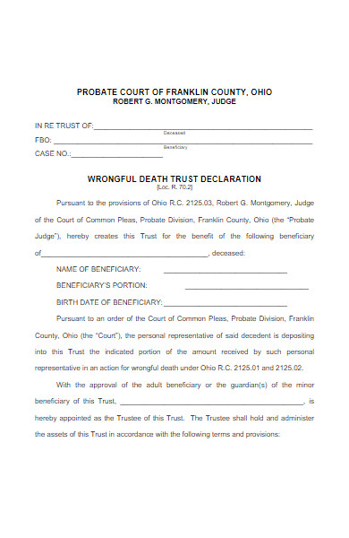 Free 30 Trust Declaration Forms In Pdf 7929