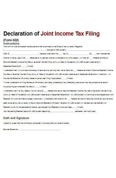 declaration of joint income tax form