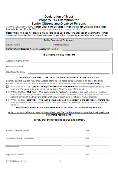 Free 30 Trust Declaration Forms In Pdf 7912